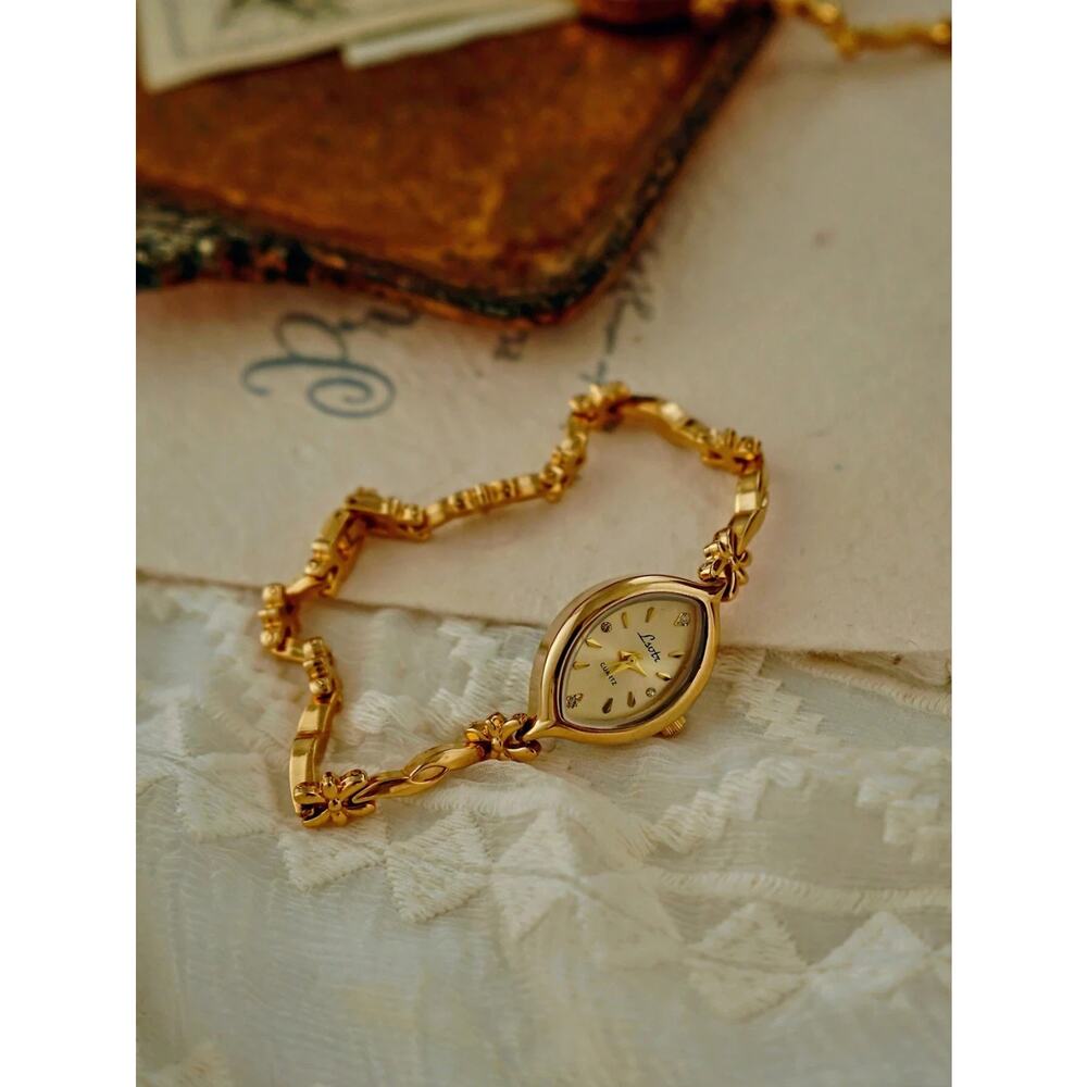 Gold French Vintage Style Unique Dainty Women’s Wrist Watch Trendy Cute Gift - Picture 5 of 10